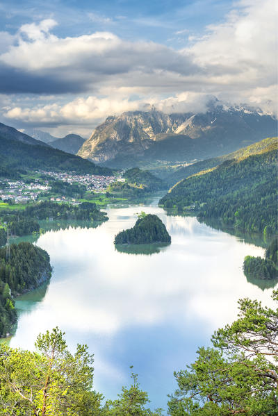 Pieve di Cadore, province of Belluno, Veneto, Italy, Europe. The Lake di Centro Cadore