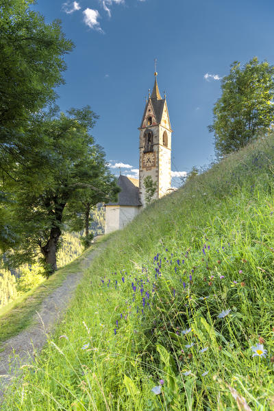 La Valle / Wengen, Alta Badia, Bolzano province, South Tyrol, Italy. The St. Barbara chapel