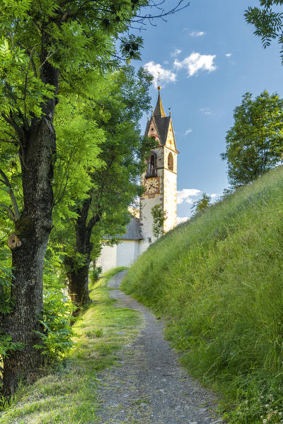 La Valle / Wengen, Alta Badia, Bolzano province, South Tyrol, Italy. The St. Barbara chapel