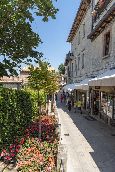 city of San Marino. Republic of San Marino, Europe. The Contrada dei Magazzeni