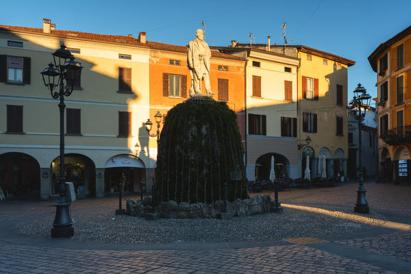 Sunset in the central square of Iseo, Brescia province, Lombardy district, Italy.