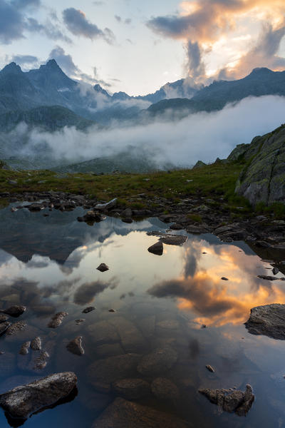 Sunset in Adamello Brenta natural park, Trento Province, Trentino Alto Adige, Italy, Europe