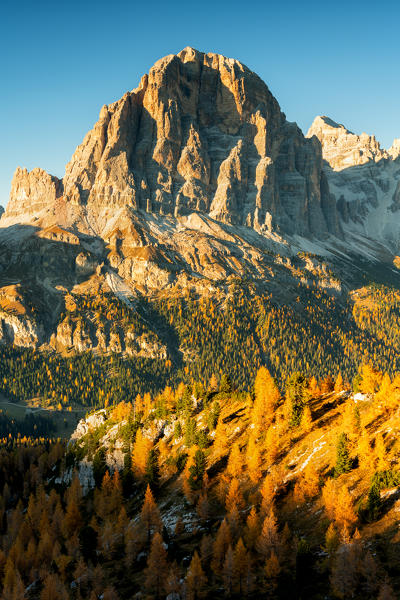 Tofana di Rozes at Sunset in autumn season, Cortina d'Ampezzo, Veneto, Italy