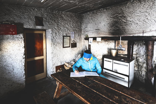 Signature of the Book of Refuge, Valle delle Messi, Ponte di Legno, Brescia province, Italy, Europe.