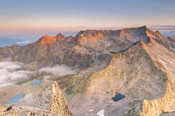 Sunrise in Adamello park from Cima Plem, Brescia province, Lombardy district, Italy, Europe