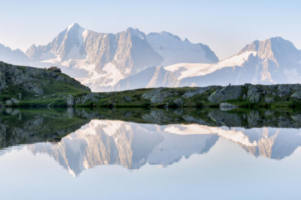 Presanella group from the lakes of Strino, Val di Sole, Trentino Alto Adige, Italy