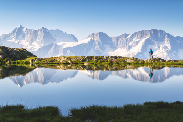 Presanella group from the lakes of Strino, Val di Sole, Trentino Alto Adige, Italy