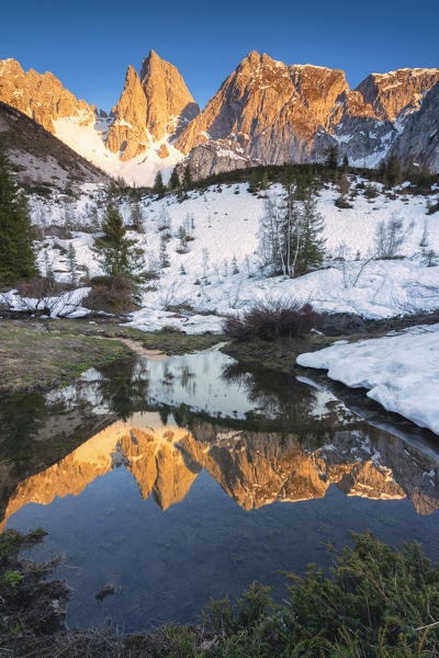 Orobie alps at sunset in Scalve valley, Bergamo province, Lombardy district, Italy, Europe.