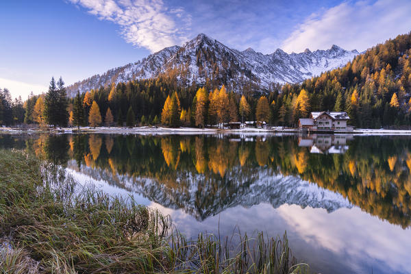 Sunrise in Nambino lake, Madonna di Campiglio, Trento province in Trentino Alto Adige, Italy, Europe.