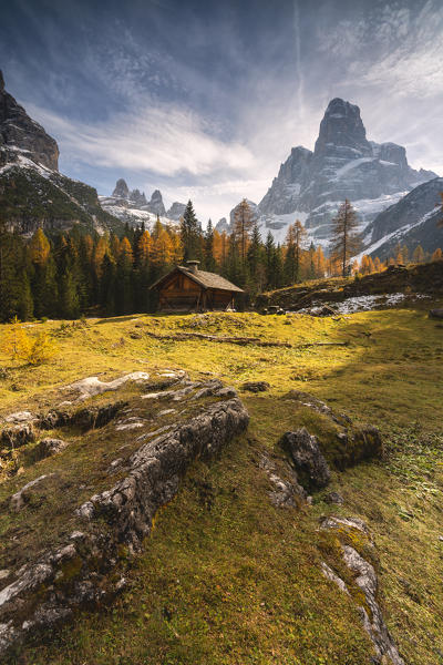 Brenta Hut in Madonna di Campiglio, Brenta Dolomites in Trentino Alto Adige, Italy,