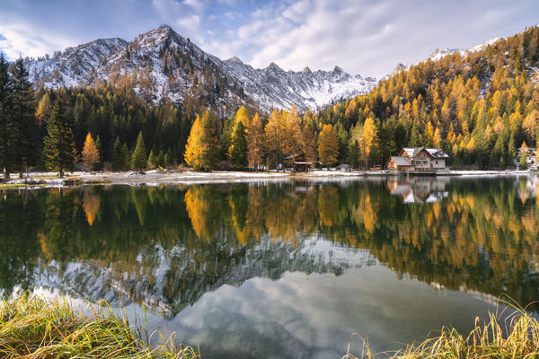 Sunrise in Nambino lake, Madonna di Campiglio, Trento province in Trentino Alto Adige, Italy, Europe.