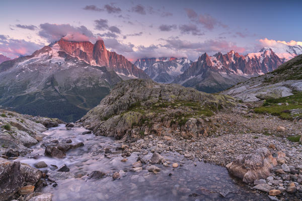 Sunset with a view, Chamonix Valley, Chamonix Mont Blanc, Haute-Savoie, France