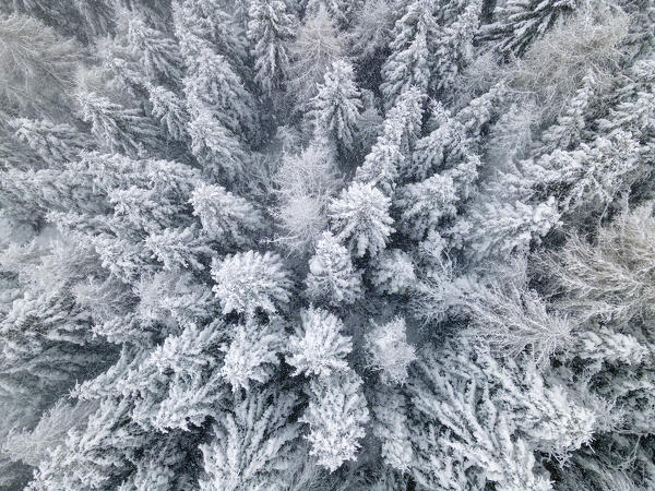 Winter season aerial view in Brescia prealpi, Brescia province, Lombardy district, Italy, Europe.