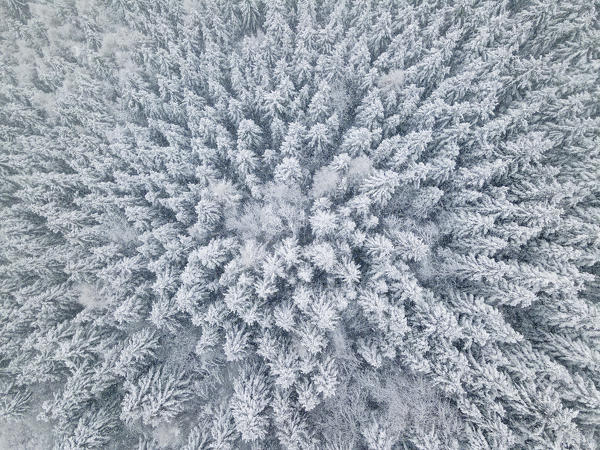 Winter season aerial view in Brescia prealpi, Brescia province, Lombardy district, Italy, Europe.