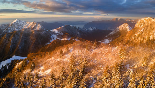 Sunrise in Brescia prealpi, Brescia province, Lombardy district, Italy.