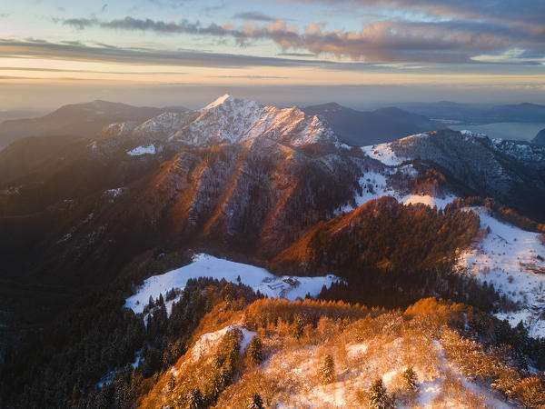 Sunrise in Brescia prealpi, Brescia province, Lombardy district, Italy.