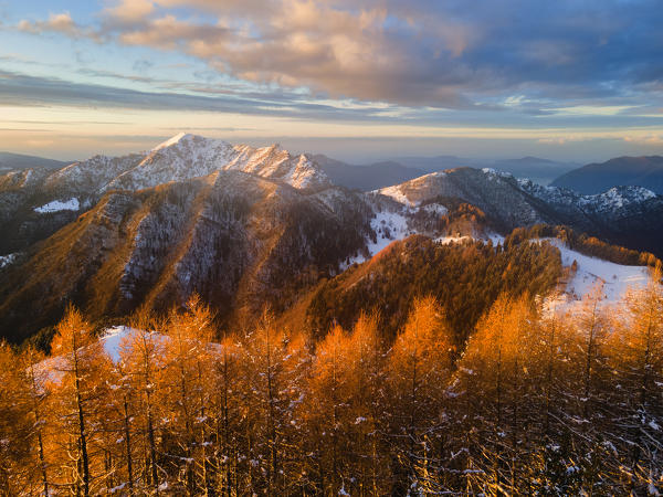 Sunrise in Brescia prealpi, Brescia province, Lombardy district, Italy.