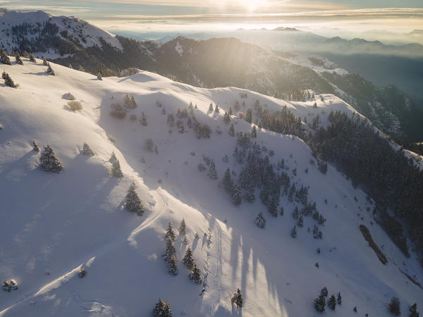 Sunrise in Brescia prealpi, Brescia province, Lombardy district, Italy.