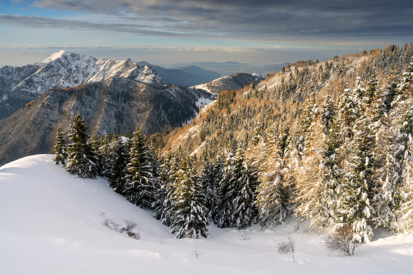 Sunrise in Brescia prealpi, Brescia province, Lombardy district, Italy.