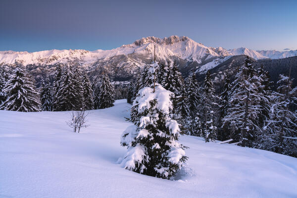 Sunrise in Presolana, Monte Pora, Orobie alps in Bergamo province, Lombardy,Italy, Europe.