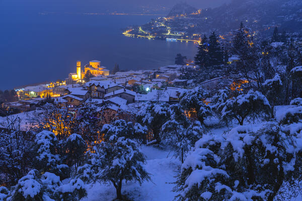 Sale Marasino Village and winter season, Brescia province, Lombardy, Italy, Europe.