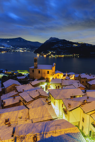 Village of Vesto and Iseo lake, Brescia province, Lombardy district, Italy, Europe.