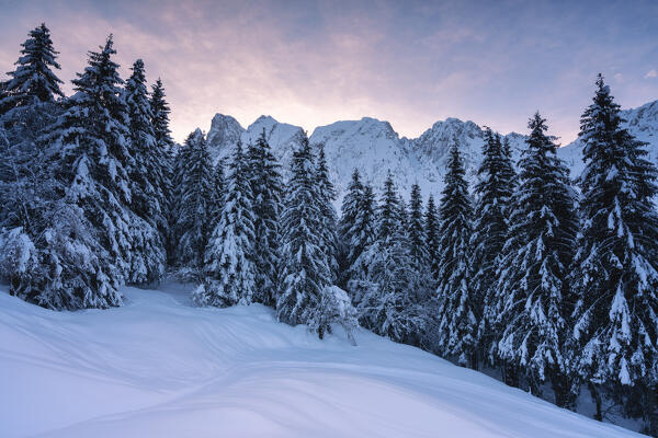 Sunrise in Schilpario, Seriana valley in Bergamo province, Lombardy district, Italy, Europe.