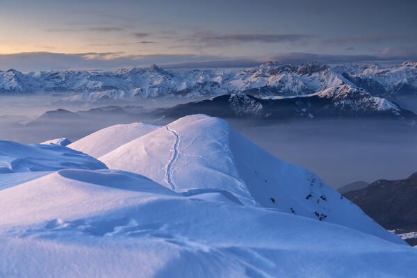 Sunset in Mount Guglielmo, Brescia prealpi in Brescia province, Lombardy district, Italy, Europe.