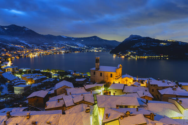 Village of Vesto and Iseo lake, Brescia province, Lombardy district, Italy, Europe.