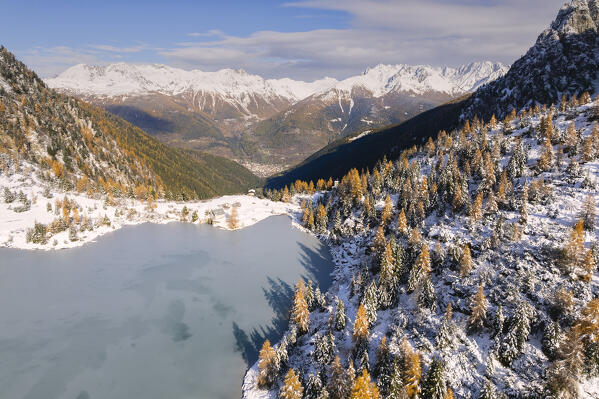 Autumn season in Adamello park, Aviolo lake in Brescia province, Lombardy district, Italy, Europe.