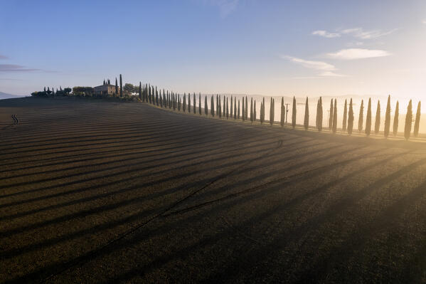 Poggio Covili farmhouse in Orcia valley, Siena province in Tuscany, Italy.