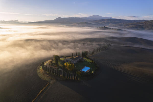 Poggio Covili farmhouse in Orcia valley, Siena province in Tuscany, Italy.