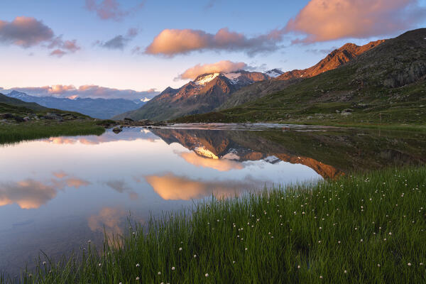 Sunset in Gaviapass in summer season, Brescia province in Lombardy district, Italy.