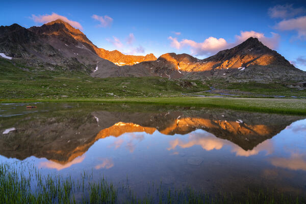 Sunset in Gaviapass in summer season, Brescia province in Lombardy district, Italy.