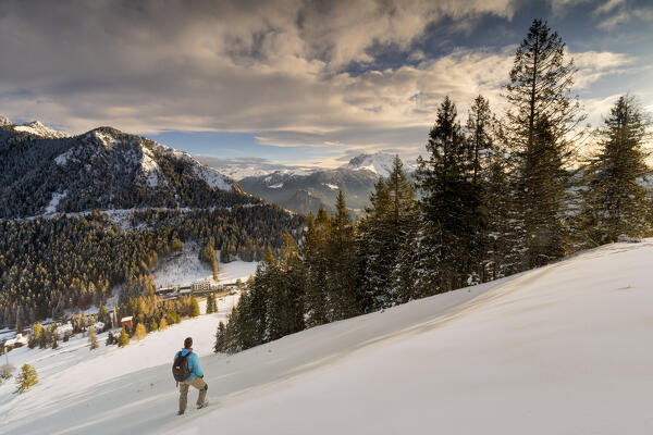 Sunrise in Orobie alps in winter season, Bergamo province in Lombardy district, Italy.