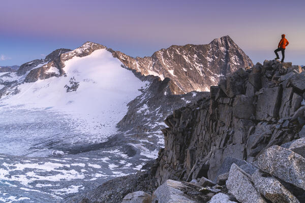 landscape of Adamello park from Venerocolo peak in Vallecamonica, Brescia province in Lombardy district, Italy.