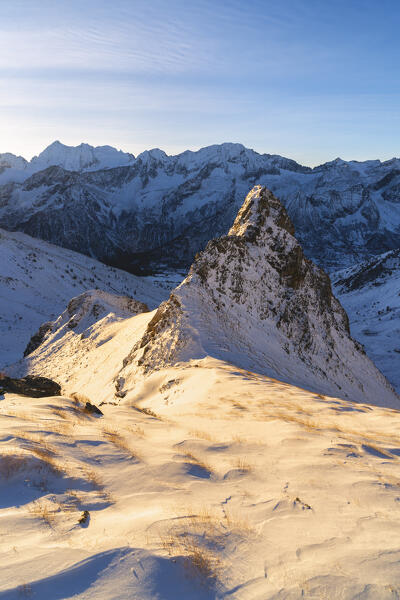 Landscape from italian alps, mountains near tonalepass in Brescia province, Lombardy, Italy, Europe.