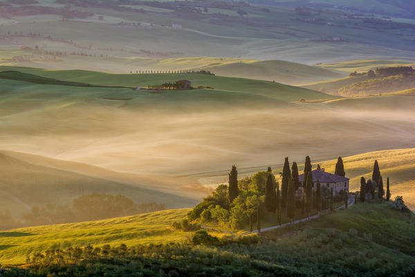 The classic symbol of the Val d'Orcia, the Belvedere at San Quirico d'Orcia. Tuscany Italy