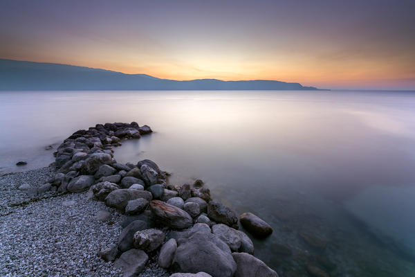 Sunrise in Toscolano Maderno, Garda lake, province of Brescia, Lombardy, Italy