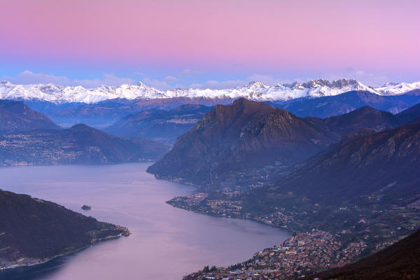 Lake Iseo , at dawn ,  province of Brescia , Italy