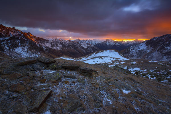 Europe, Italy, Sunset in Stelvio national park, province of Brescia.