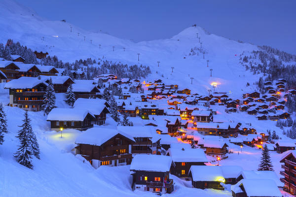 Blue Hour in Bettmeralp, Canton Valais, Switzerland