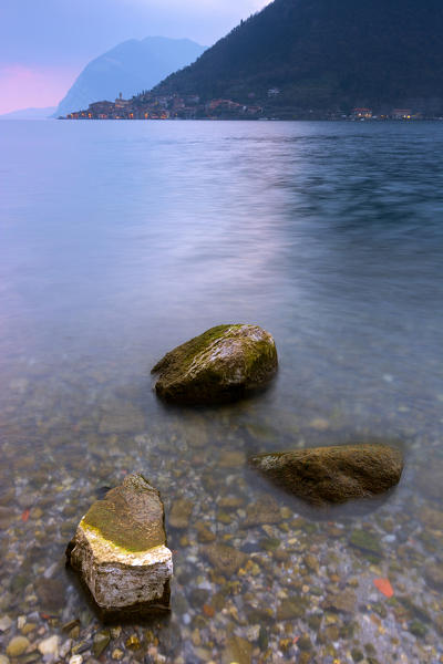 Peschiera Maraglio , view from Sulzano, Montisola, province of Brescia, Italy.