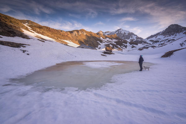 Hiking in the Adamello park, province of Brescia, Italy.