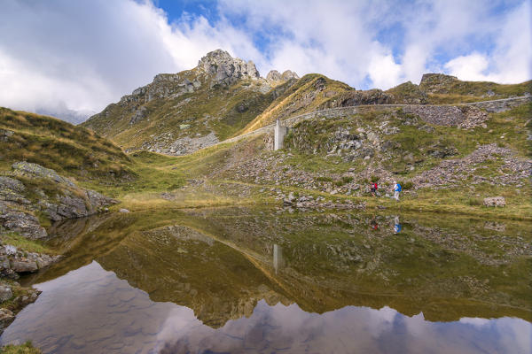 Trekking in the Alps Orobie, Valgoglio, province of Bergamo, Italy.