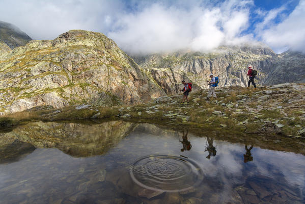 Trekking in the Alps Orobie, Valgoglio, province of Bergamo, Italy.