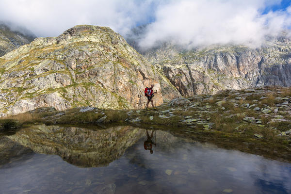 Trekking in the Alps Orobie, Valgoglio, province of Bergamo, Italy.