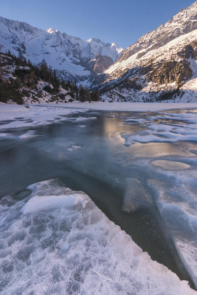 Europe, Italy, Aviolo lake at thaw, Adamello park in province of Brescia.