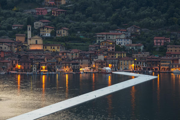 Europe, Italy, The Floating Piers in Iseo lake, province of Brescia.