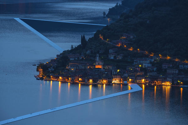 Europe, Italy, The Floating Piers in Iseo Lake, province of Brescia.